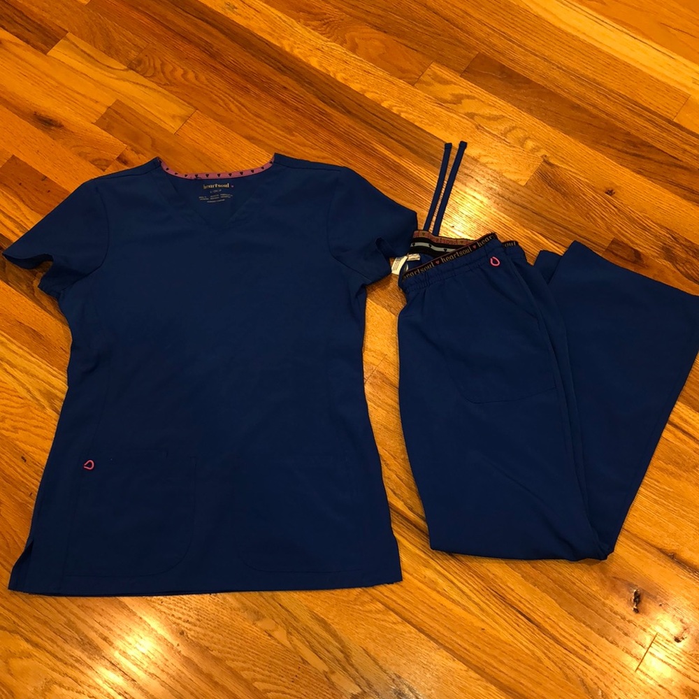 Heart and soul royal blue scrub set